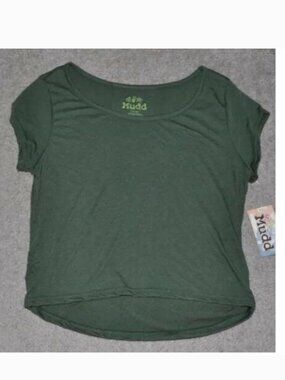 Mudd Shirt Jr L Green Lightweight Cap Sleeve Scoop Neck Tagless Top Teen Girls